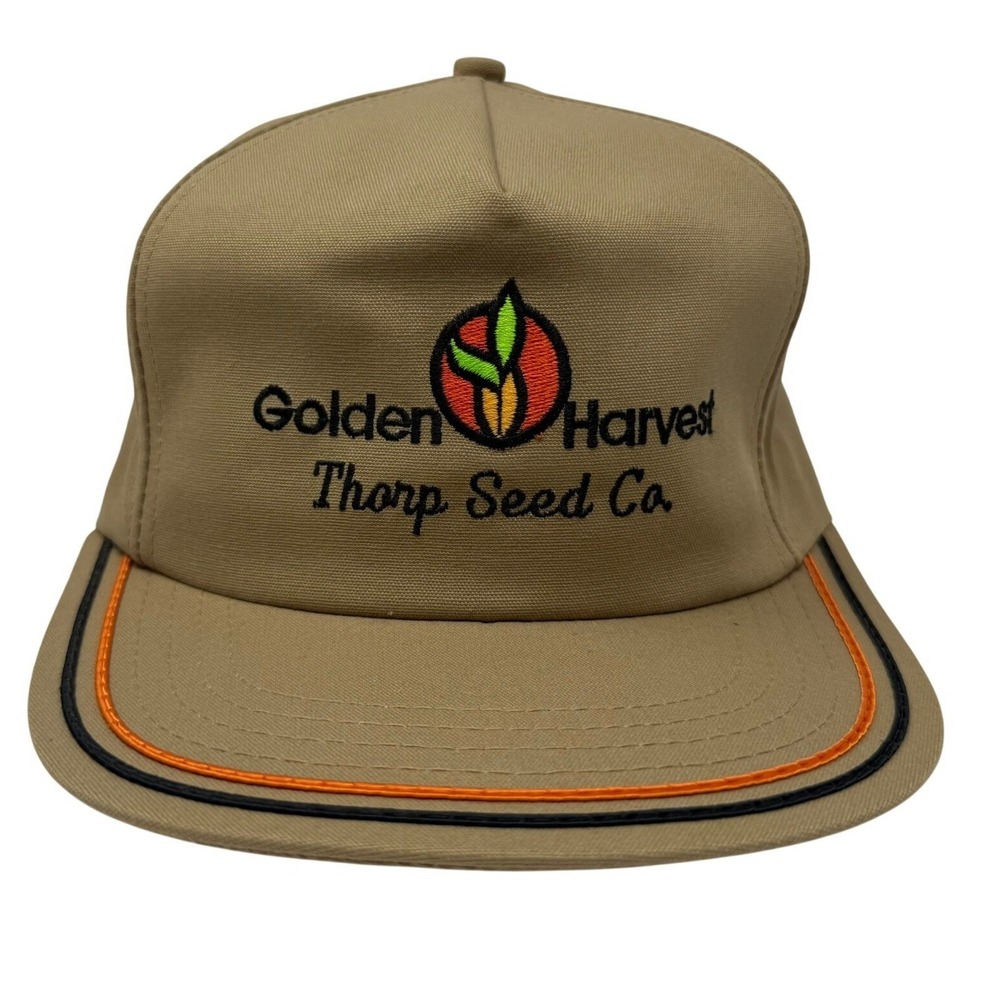 Kap King Golden Harvest Thorp Seed Co Hat OSFA Brown Snapback Vintage USA Made